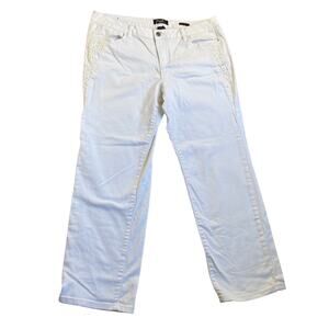 Earl Jeans Womens 16P White Lace Trim Excellent Condition Straight Legs Stretch